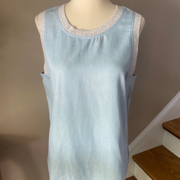 Loue & Grey Chambray Ribtrim Tencil Tank - Picture 3 of 8